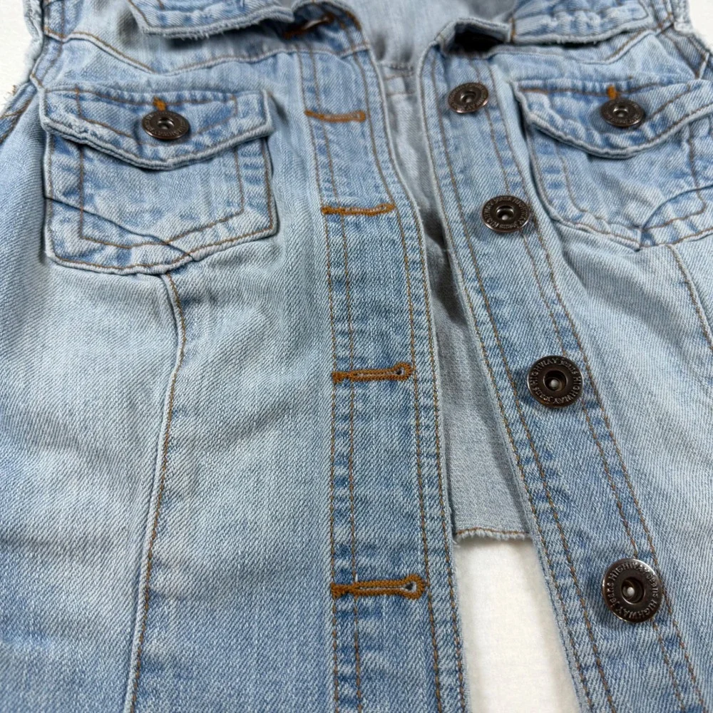Highway Jeans Womens Light Wash Cropped Denim Vest Raw Hem MD7483HJMJ Small